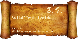 Balkányi Izolda névjegykártya