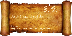 Balkányi Izolda névjegykártya